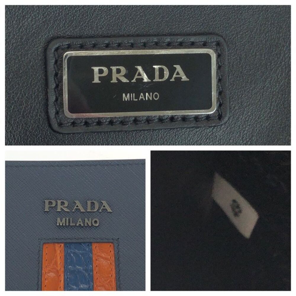 Prada Saffiano Crocodile Logo Leather Clutch - Picture 5 of 10